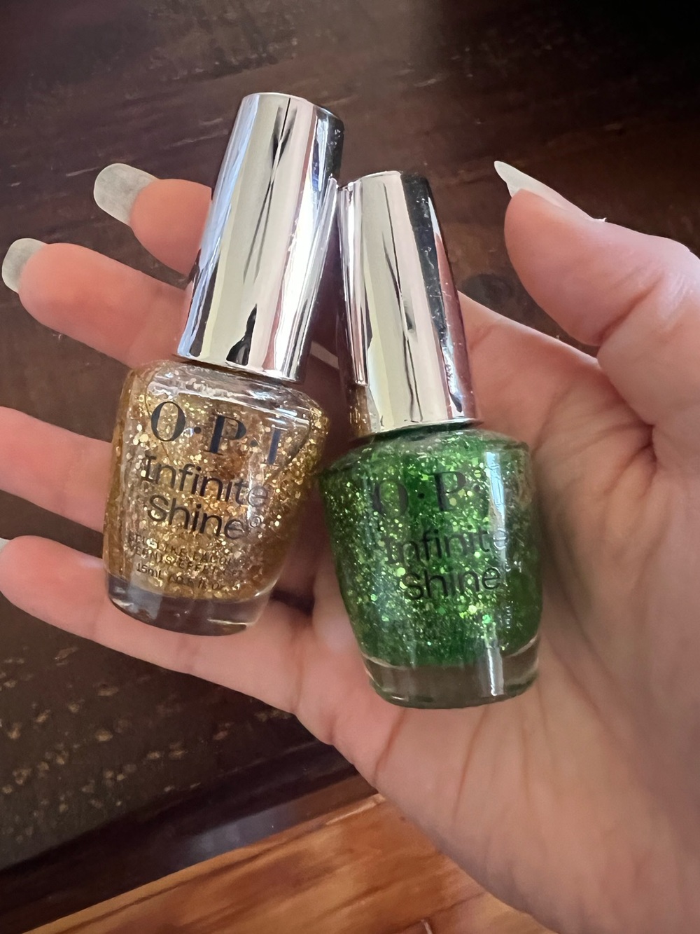 OPI Infinite Shine Glitter Nail Polish - Gold & Green